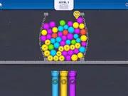 Screenshot of the puzzle game Link Into Hole showing linked colored balls being guided towards the hole on a grid