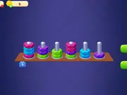Play Sort Works: Nuts and Order free puzzle game, showing colorful nuts and bolts being sorted on shelves