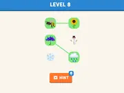 The free online brain game Emoji Puzzle showing pairs of connected emojis like a burger and fries