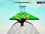 Ninja Obby Parkour game free online, challenging obstacle course racing, speed boost power-ups
