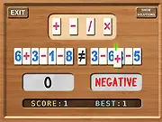 Screenshot of Equalizing puzzle game showing a sequence of numbers and spaces for math operators to be inserted.