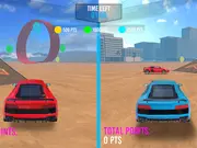 Two Stunt Racers free online game screenshot of two sports cars performing high jumps