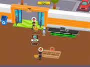 My Tiny Market game screen showing a character running a supermarket, stocking shelves and serving customers, free online time management simulator game
