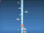 Egg Up game screen showing a bouncing egg climbing up an endless tower of colored platforms, free online arcade game