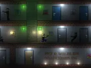 They Took My Cat game screen showing a character fighting animal thieves in a headquarters, free online shooter game