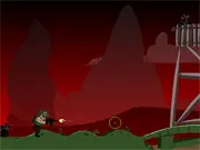 Run N Gun free online game, endless runner shooting game, escape the blast, jump over mines