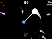 Tied Up free online physics survival game, tethered ball swinging and smashing through waves of enemies