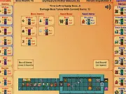 Screenshot of the free online strategy game Dungeon Hero Massacre showing a monster boss preparing to fight an incoming hero adventurer in a dungeon