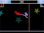 Screenshot of Color Combat free online game, two colorful stick figures fighting in a high-speed match