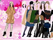 Screenshot of Chic Capes Dress-Up Game – fashion model wearing a long, red flowing cape with an elegant dress