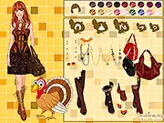 Thanksgiving dress-up game online for free, styling holiday fashion, turkey dinner outfits