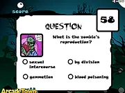 Zombie Quiz free online trivia game testing knowledge about zombies, undead lore, and horror movie facts on PlayArcadeHub