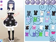 Screenshot of the free online dress up game Hinata's Dress Up V2, showing the anime character Hinata in a new, cute, custom-styled outfit