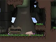 Conan The Mighty Pig adventure game screenshot showing a cartoon pig exploring a forest and avoiding wild beasts while searching for truffles, free online game
