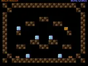 Screenshot of Trichy and Hedgehogs platformer game, showing Trichy collecting a blue box near a hedgehog enemy, play free online