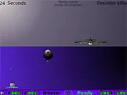 Play Bomber Fortress free online, shoot down air balloons, drop bombs on subs, action arcade defense game, defend the fortress