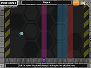 Push and Pull action puzzle game screenshot of character flying between deadly razor blades, free online game