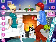 Elsa's Romantic Date dress up game screenshot, play free online fashion game on PlayArcadeHub, help Elsa choose best outfit for New Year's date