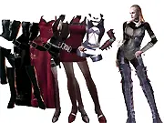 Several iconic female characters from Capcom video games, like Chun-Li and Morrigan, shown in custom-styled outfits in the free online dress-up game