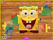 SpongeBob Jigsaw Puzzle online game screenshot showing a partially completed puzzle with SpongeBob SquarePants and Patrick Star.