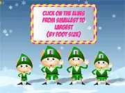 Screenshot of Santa's Quiz game, a free online Christmas trivia challenge with a festive holiday background and a question display.