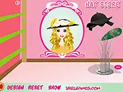 Fashionable custom-designed wide-brimmed hat decorated with feathers and flowers in the High-Class Hats online design game