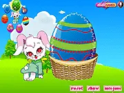 Play Easter Egg Decorator Online, free game with cute bunny and colorful eggs for spring holiday fun