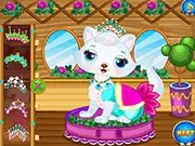 Play Pet Wedding Salon Online, free cat dress-up game, pet grooming, and elegant outfit styling for a wedding party