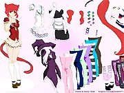Anime cat girl character in a fantasy kingdom setting wearing a newly designed outfit from the free online dress-up game