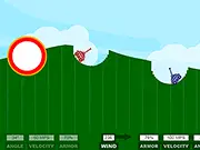 Classic Tank Wars two-player artillery game with tanks fighting across a destructible terrain.