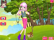 Lina Eco-Warrior Dress Up game, fashion game online, styling the Zeenie Doll with a green jacket, dress up and accessorize free game