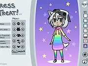 The character Treat dressed in a cute custom outfit in the free online dress-up game Dress Treat!.
