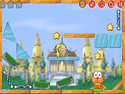 Cat Around Asia free online physics puzzle game showing a hungry cat waiting for food to drop