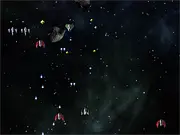 Galagian free online game screenshot – spaceship fighting a dense wave of alien enemies and bullets