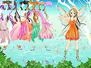 A lovely fairy wearing a luxurious silk dress and delicate wings in the Fancy Silk Dresses free online dress-up game.