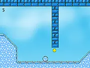 Screenshot of Cold Journey showing a small white snowball navigating a perilous platform level with spikes and various obstacles.