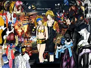 Final Fantasy Series Dress Up game featuring an anime character customized with classic Final Fantasy clothing and weapons