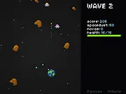 SpaceJunk Planet free online survival game, shooting space debris, upgrading planet on PlayArcadeHub