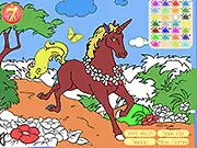 Mythical Unicorn running in dreamland, a beautiful picture ready for coloring in a free online game