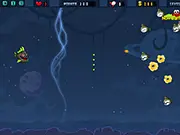Fish and Destroy 2 free shooting game screenshot, character fighting piranhas underwater, online aquatic action game