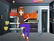 Party Girl Dress Up free online game screenshot showing a female character model standing next to a wardrobe filled with formal dresses and accessories