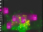 Saving the falling, brightly colored rabbits in the free online arcade game Neon Rabbits