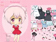 Screenshot of Kasumi and Bon Bon Dress Up online game showing the two girl characters standing side-by-side with a wide variety of clothing and accessories available to choose from.