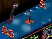 Dragons Run free racing game screenshot, character running on a dangerous track with dragon in the background, online runner game hazards