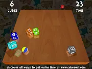 CubesOut free online game screenshot, player throwing colorful 3D cubes off a floor, time-based physics arcade game
