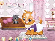 Kitten Cleaning Room free online organizing game, cute kitten tidying up her messy bedroom
