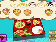Sushi Box Decoration game, designing a bento box with sushi and tempura, free online food decoration game