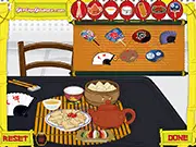 Chinese Dinner Table Decoration game screenshot, arranging tea cups and kettle, free online decoration game