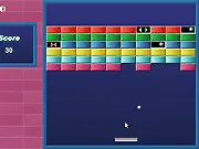 The paddle deflecting the ball to break a wall of bricks in the free online classic game Basic Arkanoid