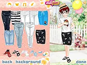 Screenshot from His & Hers 4 couples dress up game showing a guy and a girl in funny matching outfits